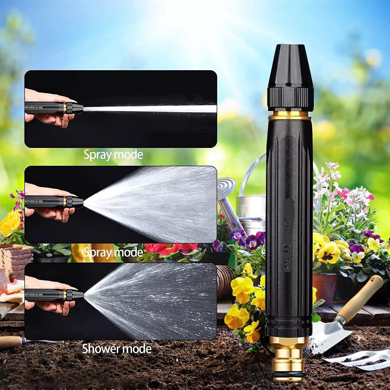 Portable High Pressure Water Washing Nozzle with 3 Spray Attachments