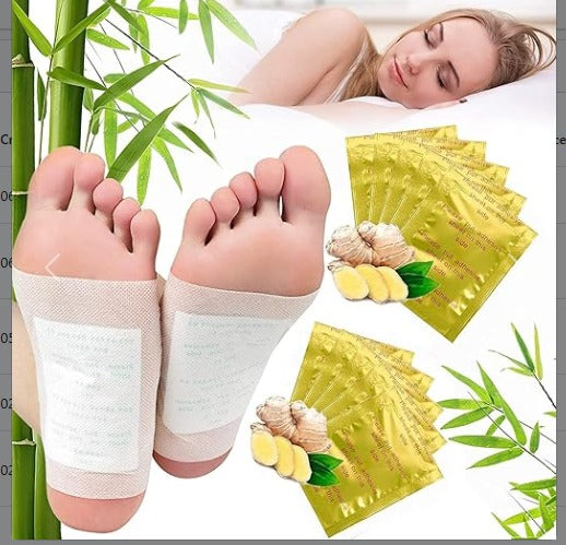 Detox Foot Pads with Ginger & Bamboo Vinegar – Overnight Cleansing Foot Patches (Pack of 10)