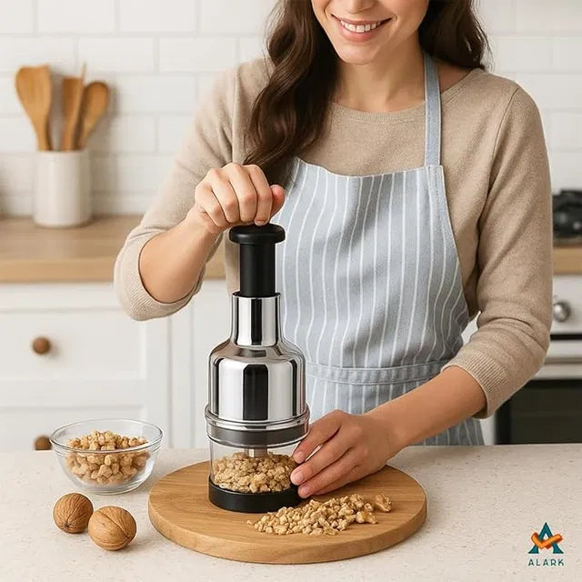 Manual Mini Vegetable Chopper & Slicer with Stainless Steel Blades
