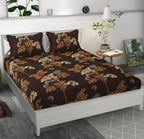 Premium Microfiber Elastic Fitted Double Bedsheet with 2 Pillow Covers (70 × 76 Inches)