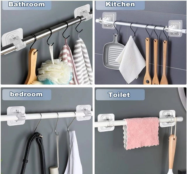 Self Adhesive Curtain Rod Holder Without Drill (Pack of 4)