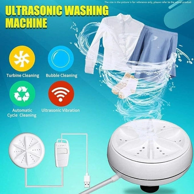 Portable Mini Ultrasonic Washing Machine – 3-in-1 Clothes & Dish Cleaner